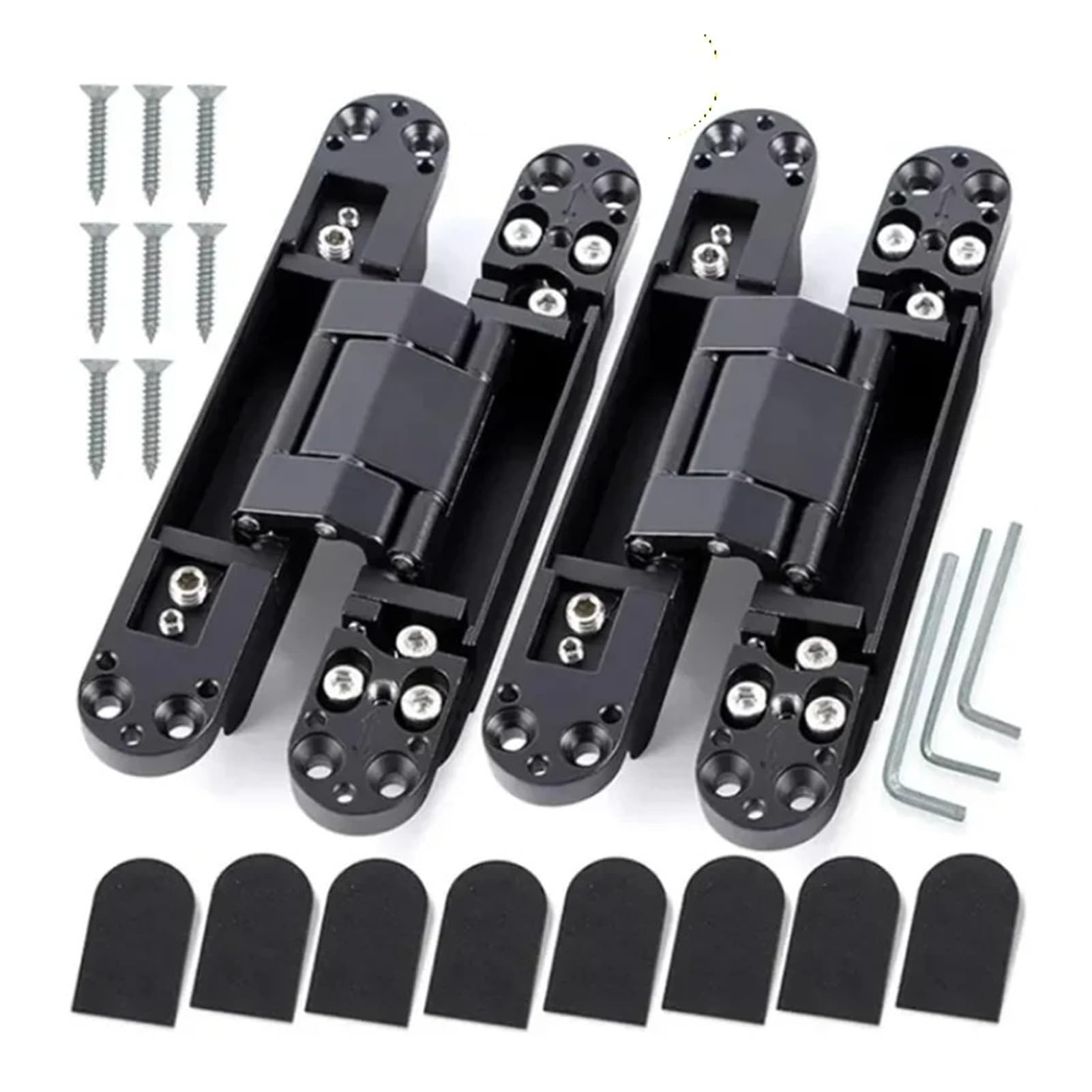 Foelanne 2Pcs 80Kg-Black Aluminum Alloy Adjustable Hidden Hinge