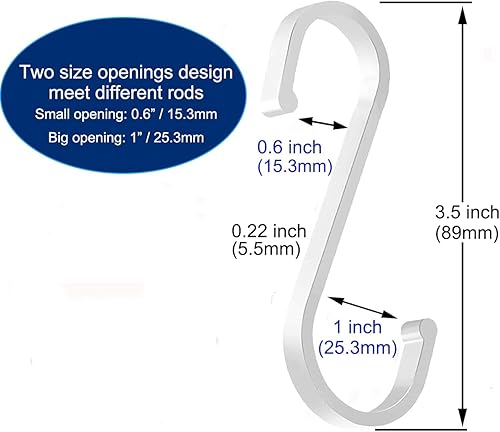 Miniatura 5 de Weixinghera Juego de ganchos ganchos en S resistentes ganchos en S ganchos en S pequeños ganchos para patio ganchos multiusos para vida en casa 20