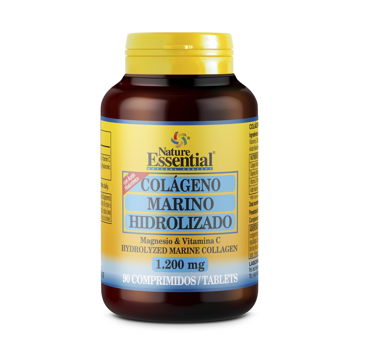 Nature Essential | Colágeno Hidrolizado Marino 1.200 mg | 90 Comprimidos | Con Ácido Hialurónico, Vitamina C y Magnesio | Ayuda al Mantenimiento de Huesos, Cartílagos y Articulaciones