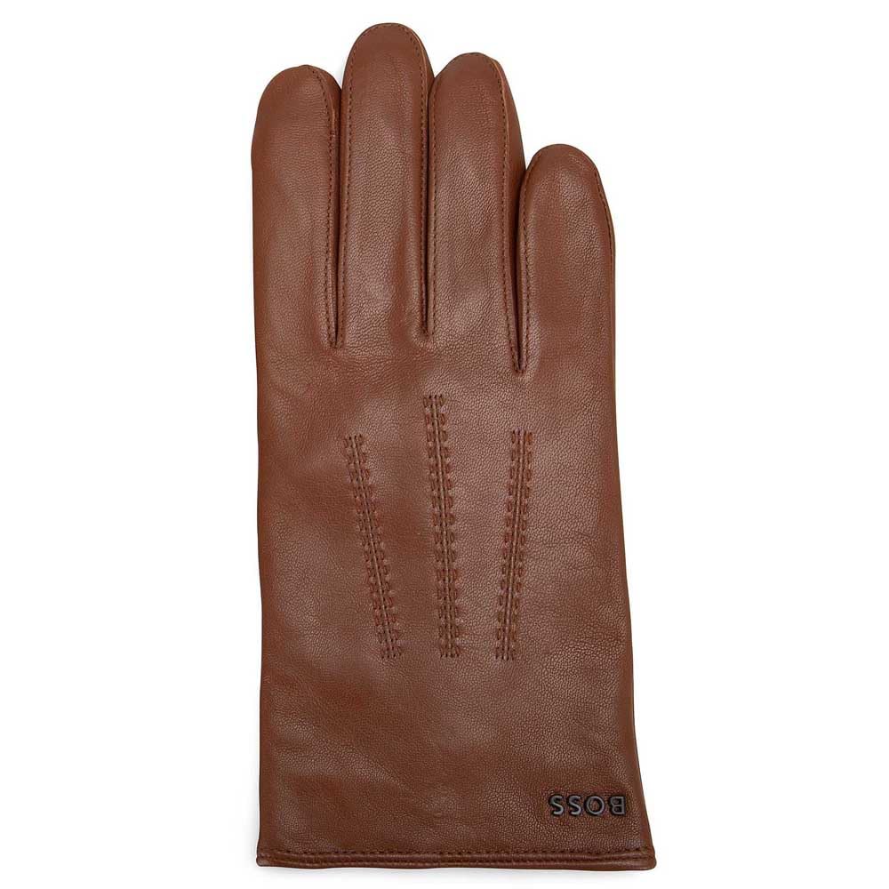 BOSS Herren Hainz-ME Touchscreen-freundliche Handschuhe aus Leder mit metallenem Logo-Schriftzug