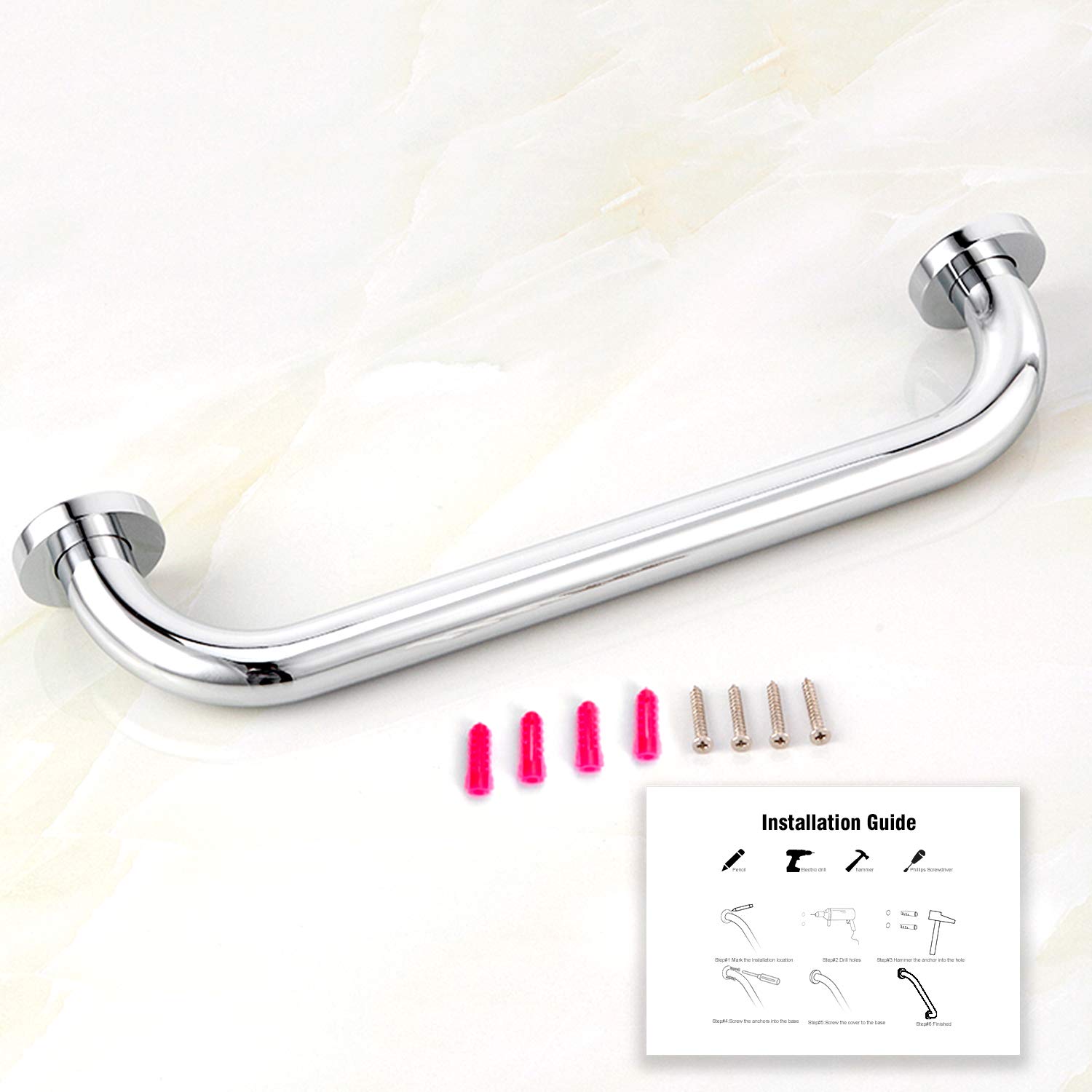 Brazo de ducha barra de apoyo para baño de mano corredera de seguridad antideslizante, mango de pared para bañera Barras deslizantes de baño de latón cromado pulido (40 cm)