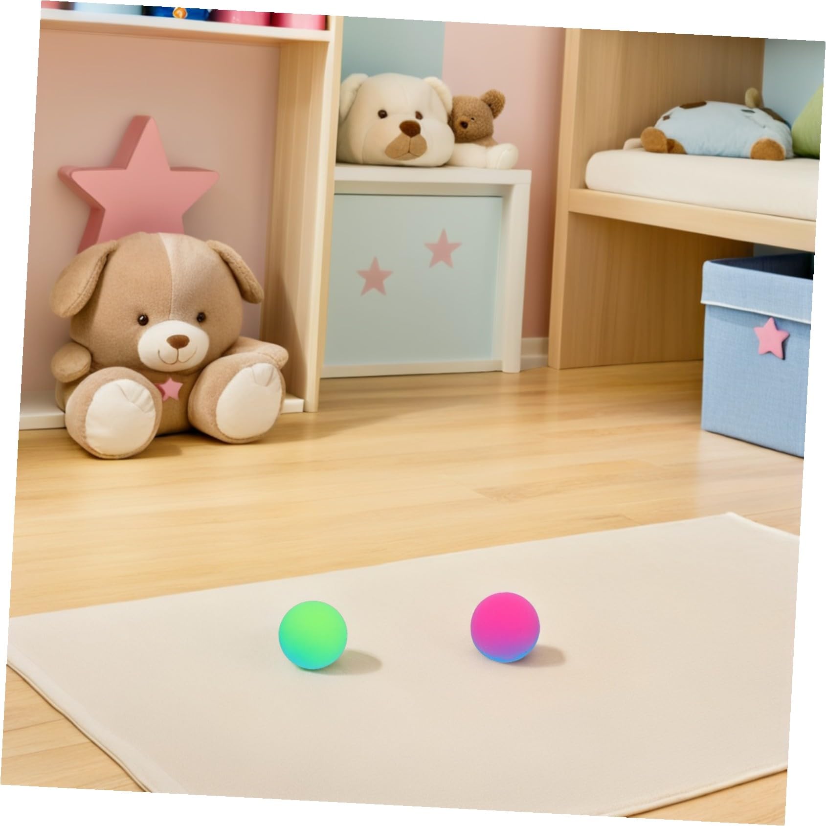 Abaodam 18 Palline Rimbalzanti per Bambini da 45mm in Gomma a Due Toni con Design Antiscivolo, Come Premi per Carnevale e Feste di Compleanno Colore Casuale