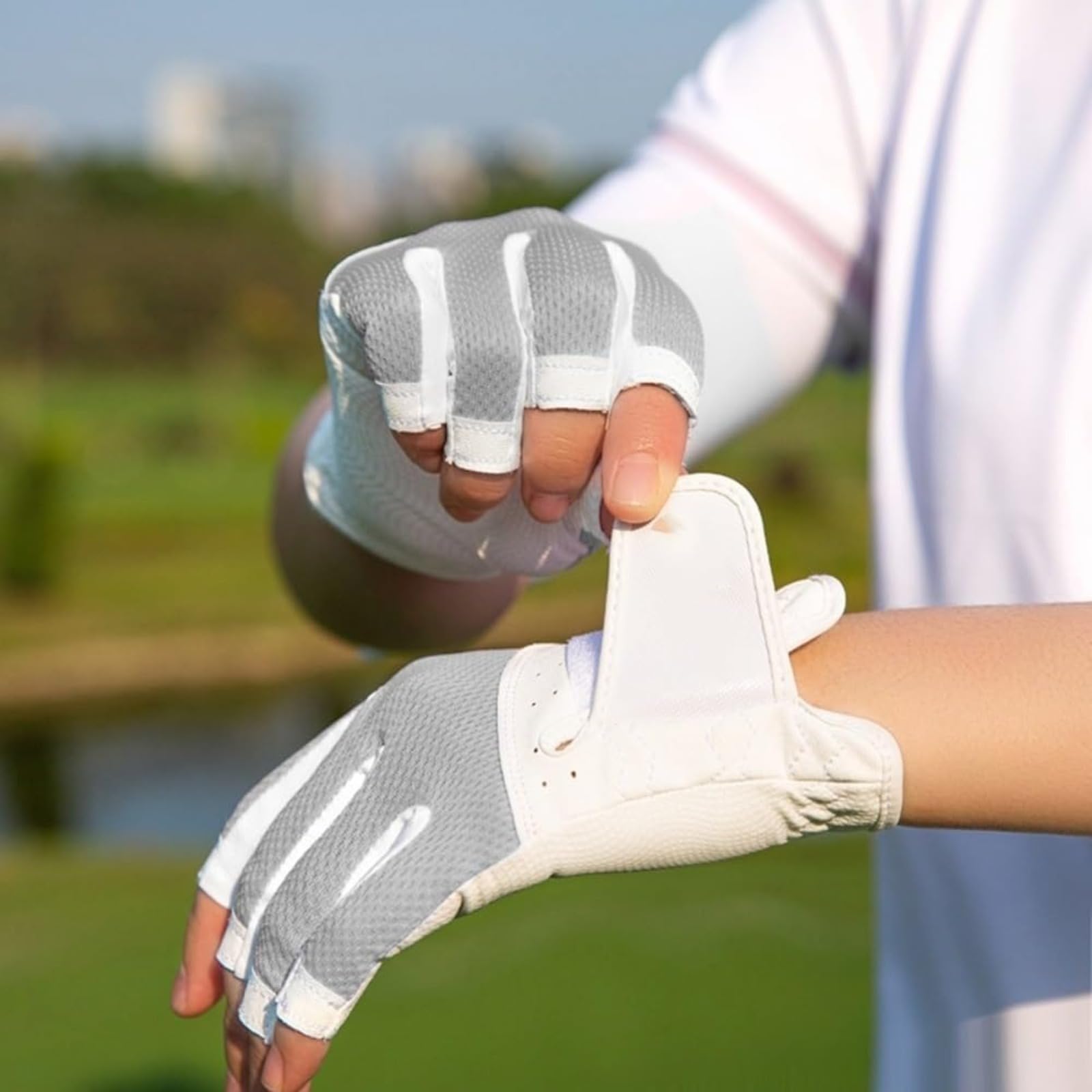 Guante Golf, Guantes de Golf Abiertos for Mujer, Cubierta Protectora Solar de Malla Transpirable for Mano Izquierda y Derecha, Verano, 1 par Guantes Golf
