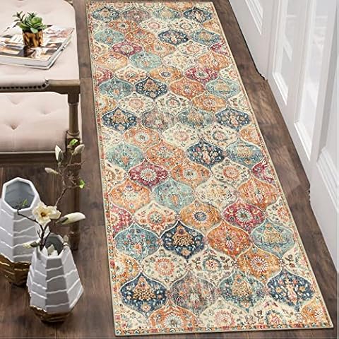 Lahome Marokkanischer Rankgitter-Läufer für Flur, 60x20 cm, ultradünn, waschbar, rutschfest, Boho-Teppich, Vintage-Küchenläufer, Überwurf, Teppich für Eingangsbereich Cover