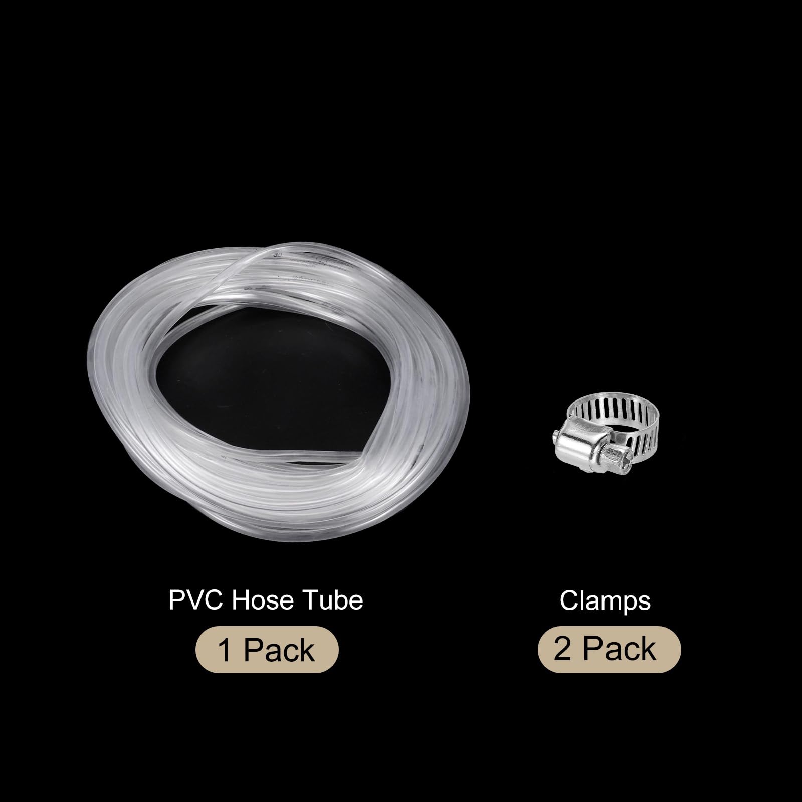 QUARKZMAN Tubazione In PVC Trasparente 6.4mm x 9.5mm 50ft Tubo In PVC Plastico Tubo Flessibile Per Acqua Per Tubo Industriale, Acquari, Pompe, 1/4" ID 3/8" OD, Con 2 Pezzi Di Fascette