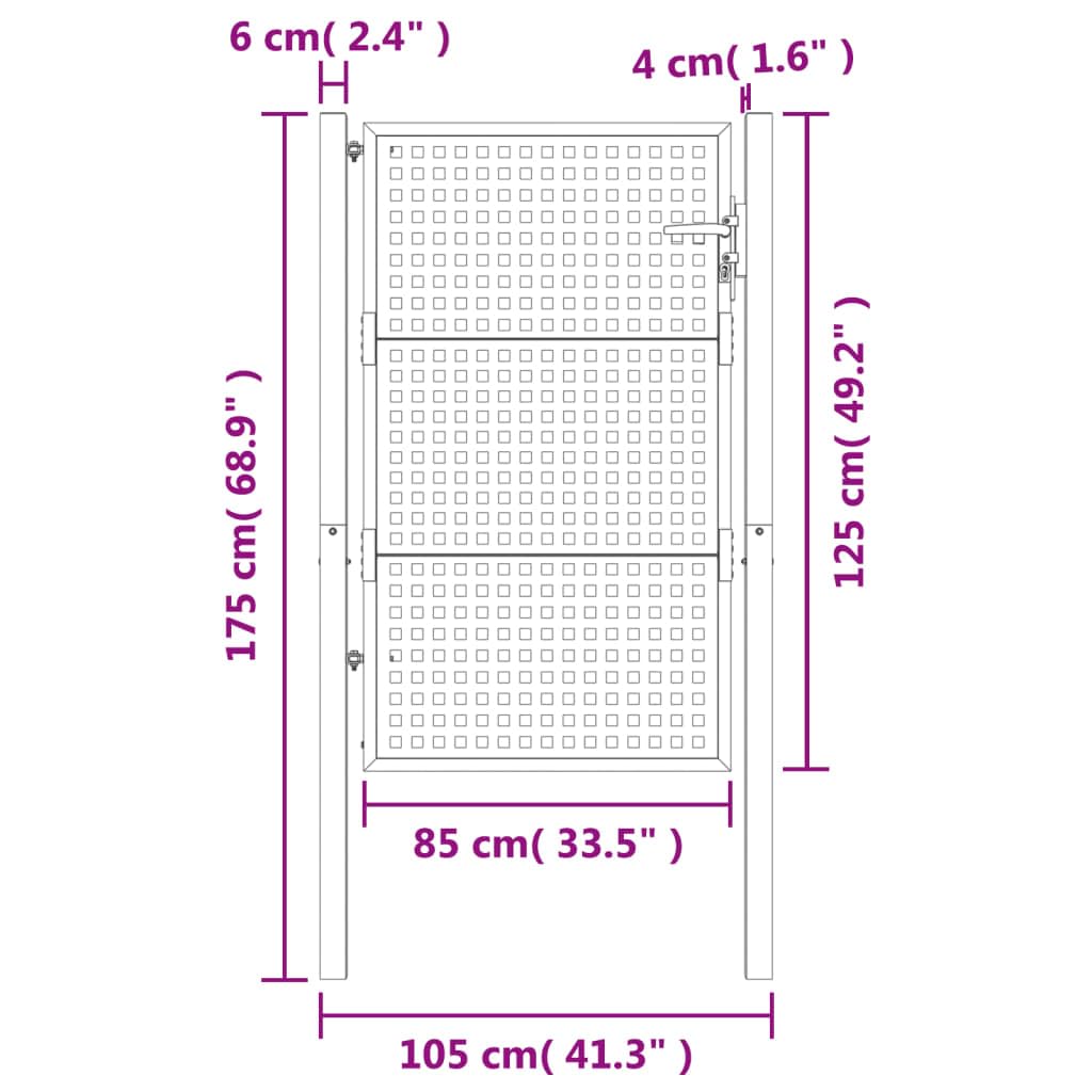 Gartentor Stabmattenzaun Anthrazit 105x175 cm Stahl
