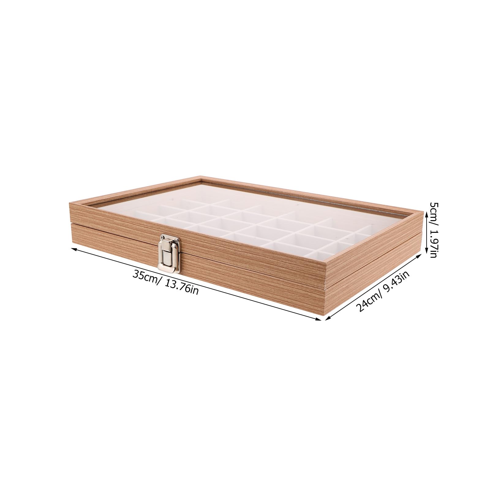 Operitacx Aufbewahrungsbox für Steinsammlungen mit 30 Fächern und Deckel | Beige, 35, 00x24, 00x5, 00cm, Geteilter Kasten für Mineralien, Kristalle und Schmuck