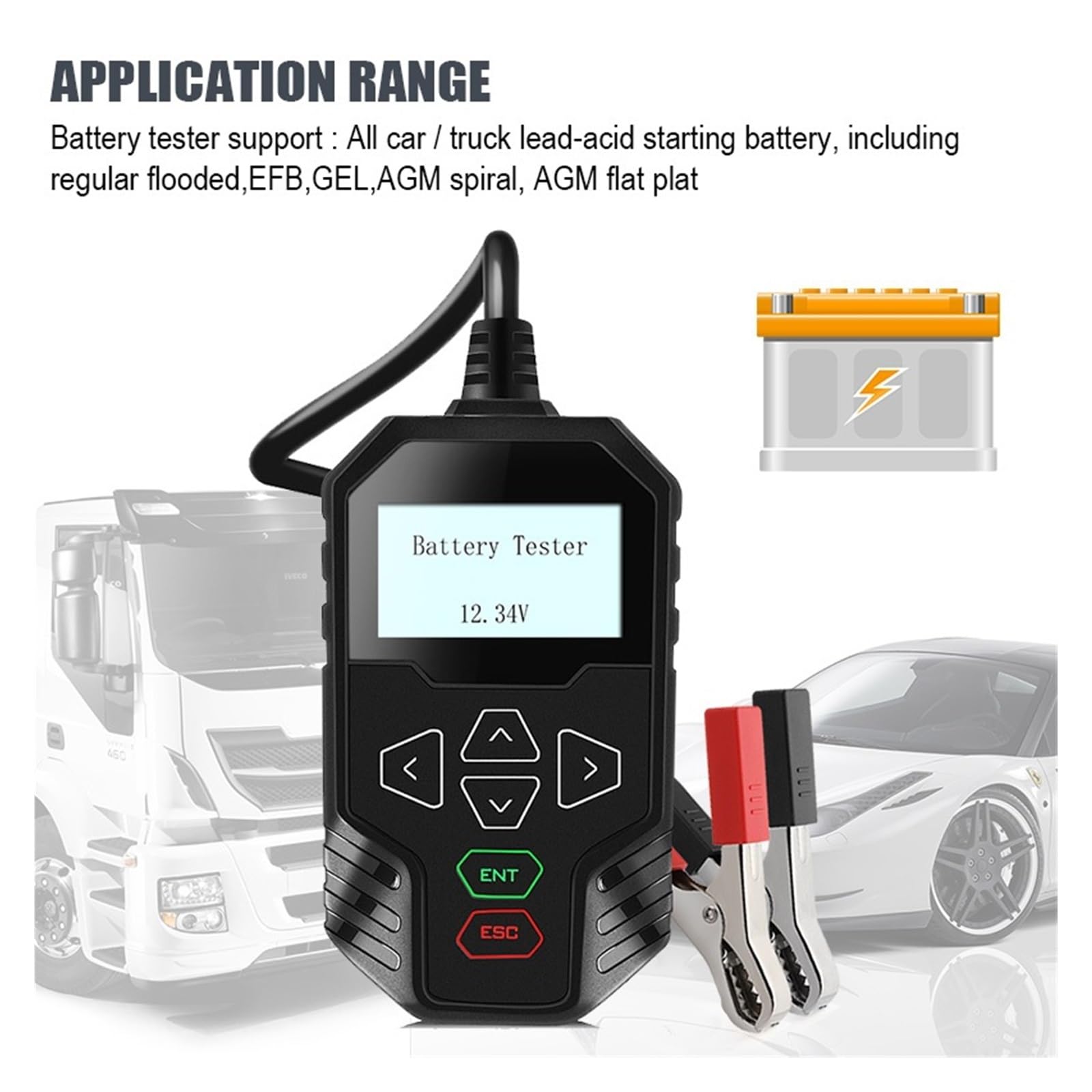 12V Tester Akumulatora Samochodowego Ciężarówka 24V 100-2000CCA Analizator Narzędzie Test Ładowania Szybkie Dokładne Wykrywanie