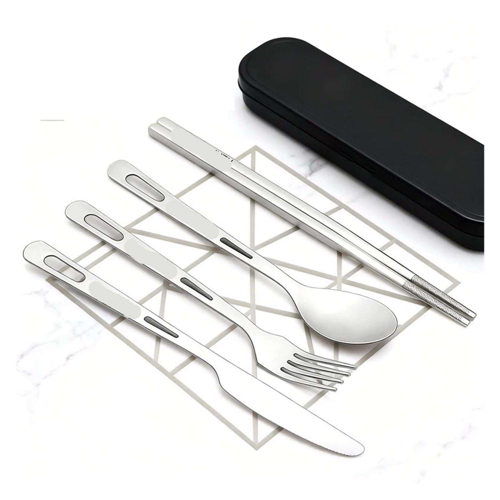 Set di posate portatili da 4 pezzi: stoviglie con bacchette for campeggio all'aperto, viaggi e uso domestico quotidiano
