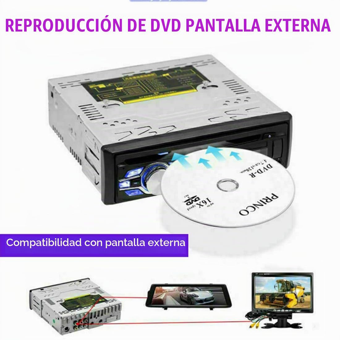1 DIN 12V Car DVD CD Player Vehículo MP3 Stereo Car Manos Libres Autoradio BT Audio Radio 5014 Car-Styling Control Remoto inalámbrico