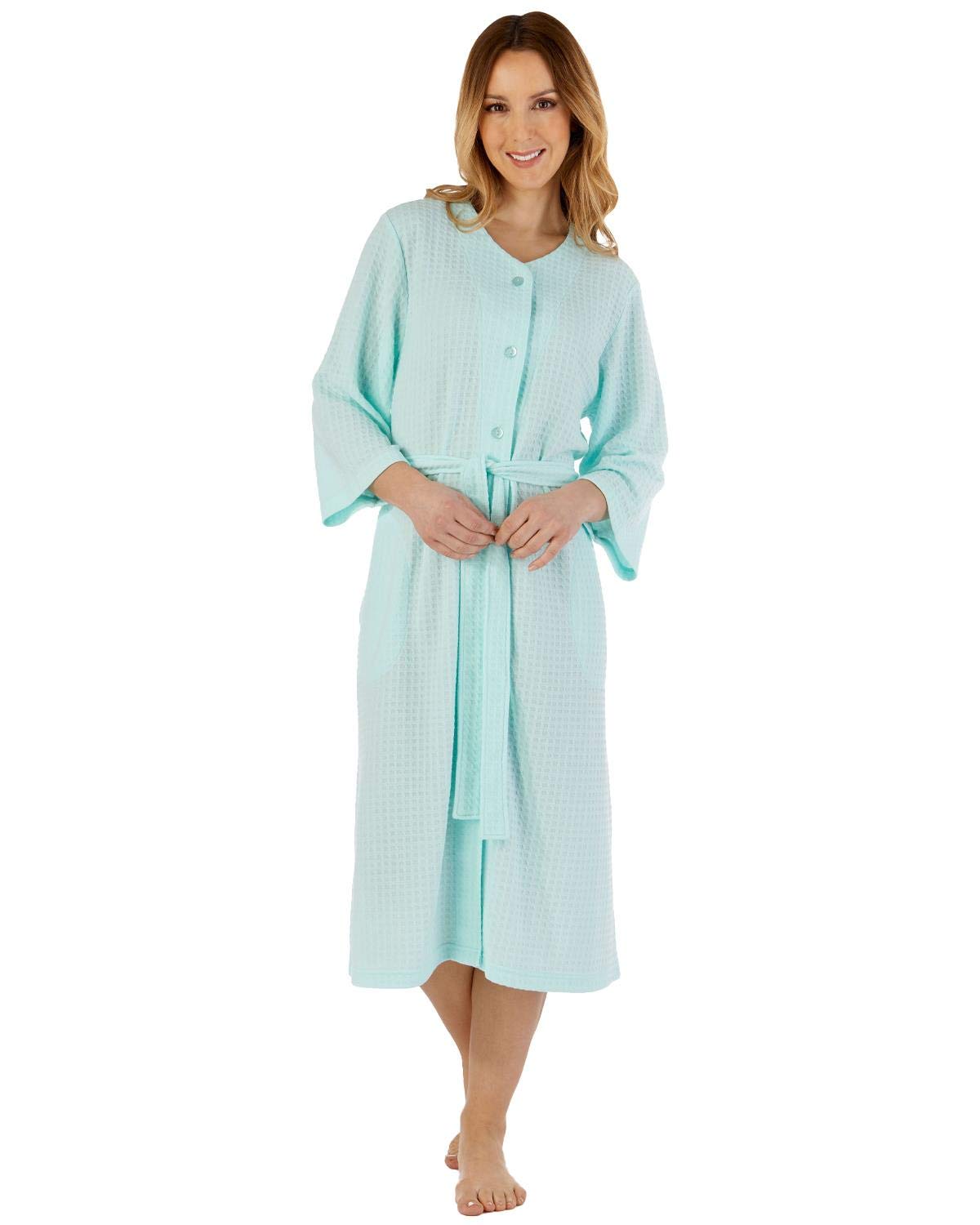 Slenderella Ladies Button Waffle Gown HC3302 Mint XL