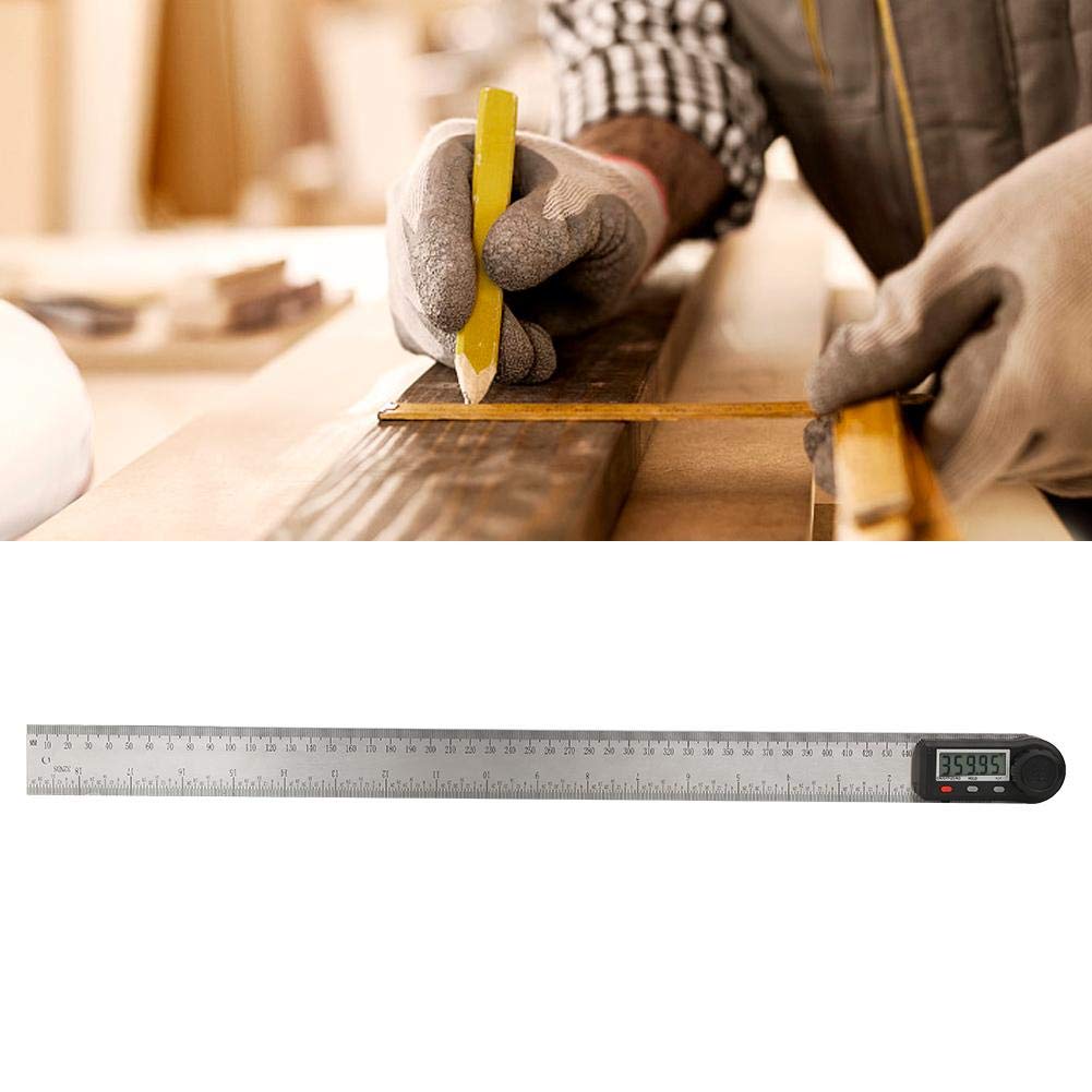 Règle d'angle d'affichage numérique, jauge d'angle électronique 2 en 1 avec bouton de verrouillage 0-360 ° Règle de travail du bois Rapporteur d'angles multifonction(500mm)