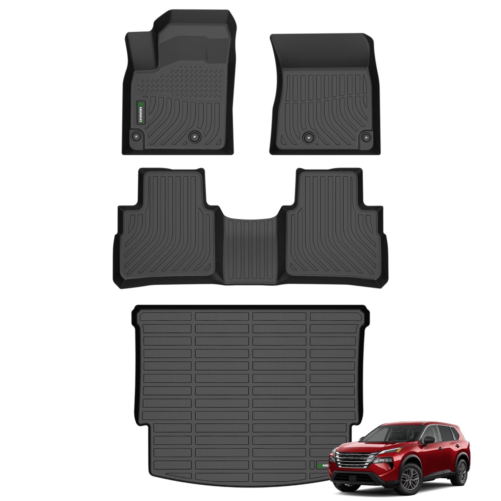 ANBINGO®-Floor Mats & Cargo Liner for Nissan Rogue 2025-2021 (NOT for Rogue Sport) All Weather Rogue Floor Liners Set Accessories Black (Trunk Mat+Floor Mats)