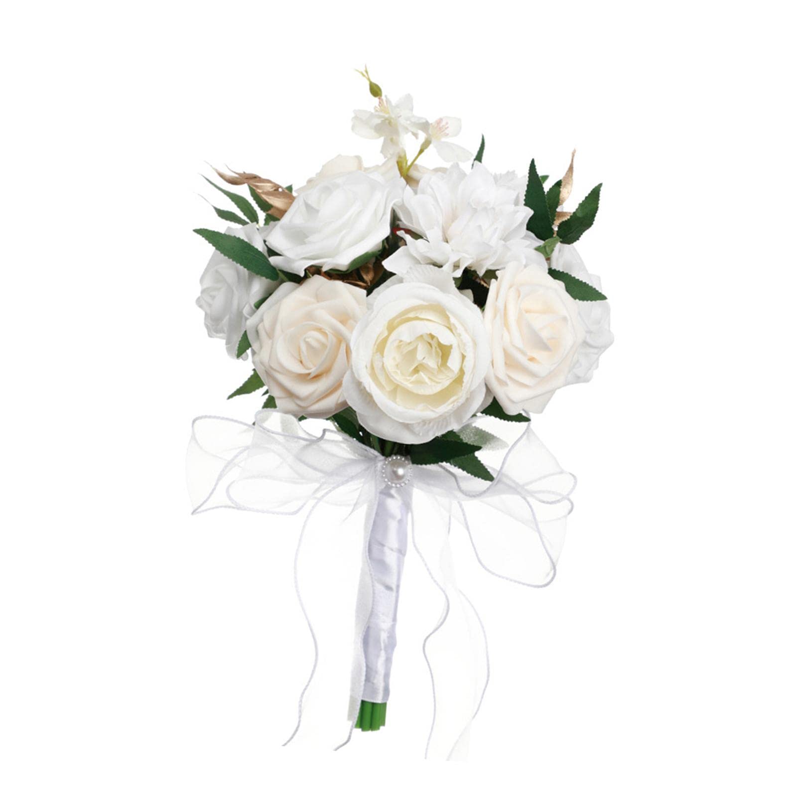 Romantico Bouquet da Sposa Fatto a Mano, Ideale da Lanciare per Le Damigelle d'Onore, Perfetto per Addii al Nubilato, Come Decorazione per La Casa, Bianco