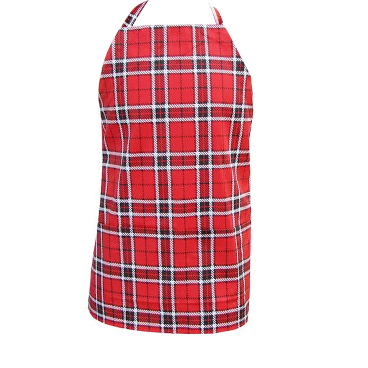Two Lumps of SugarRed Plaid Utility Apron, 25-inch Length, Cotton