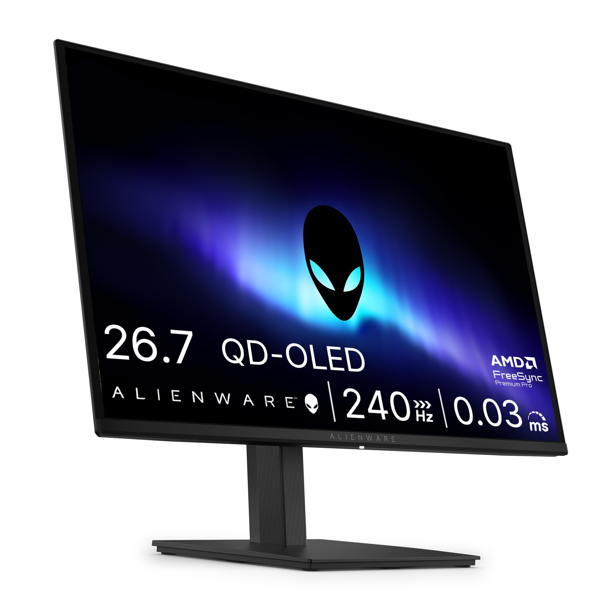 Alienware 27 Monitor Gaming - AW2726DM, QHD (2560x1440), 240Hz, QD OLED, 0.03ms, AMD FreeSync Premium, VESA AdaptiveSync, 99% DCI-P3, HDR10, DisplayPort, 2 HDMI, 3 Años de Garantía