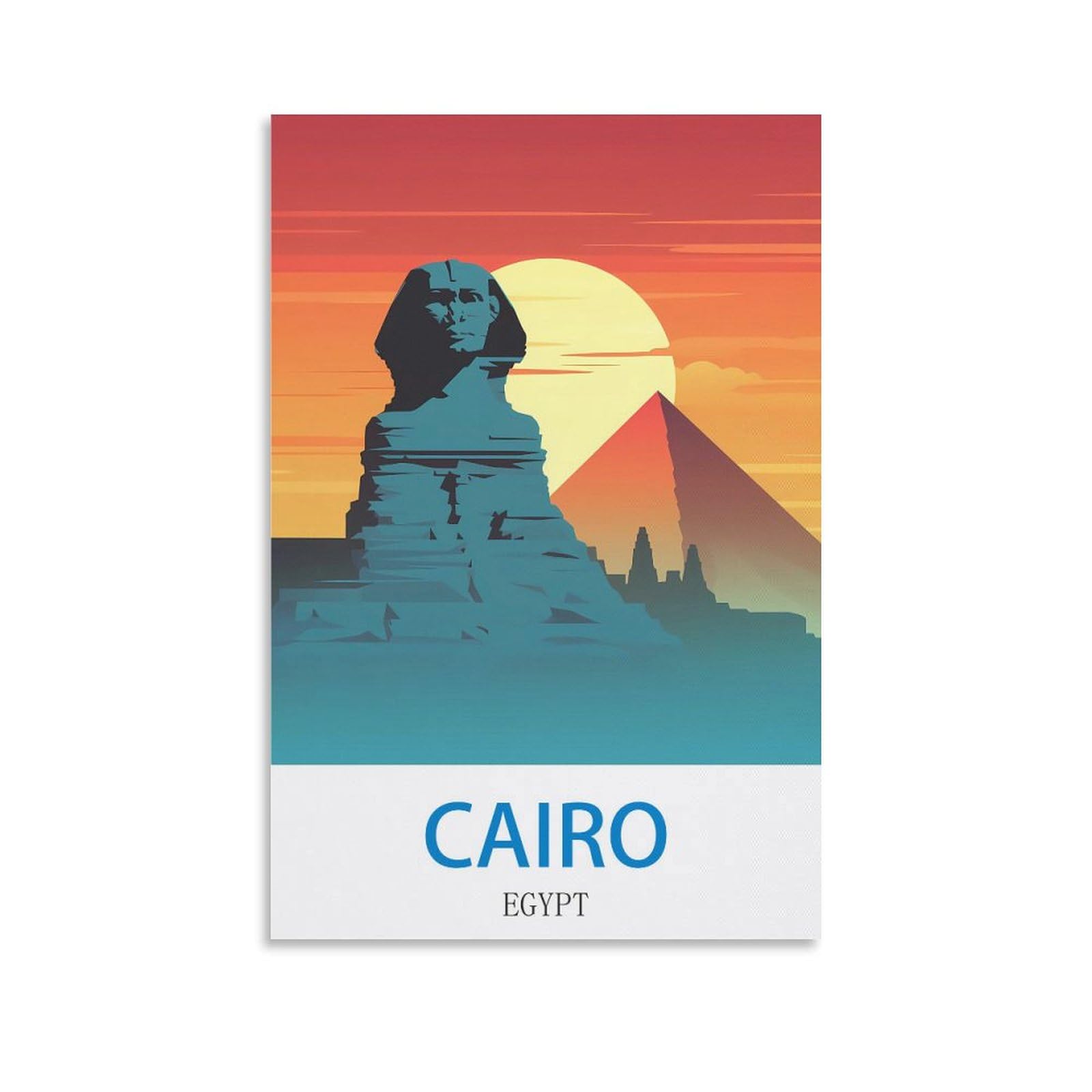 Bhyyds Unframe-Style Cairo Egypt Vintage Travel Poster 20X30inch(50X75cm) Canvas Painting Wall Art, Wall Decor Pictures Prints For Living Room Bedroom