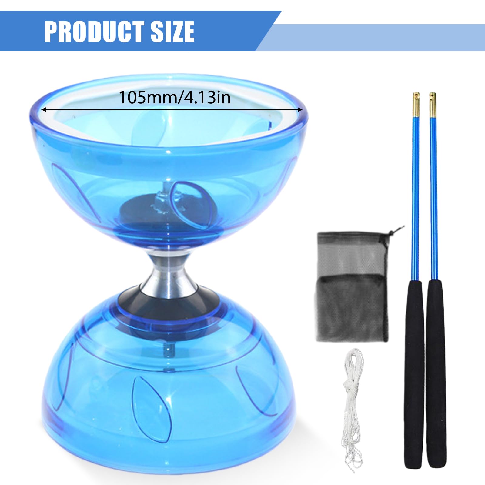 Diábolo LED con rodamiento de bolas, DiaBolo con rodamiento de bolas, diábolo luminoso en la oscuridad, juego de malabarismos para niños y adultos, principiantes profesionales, rueda libre circo