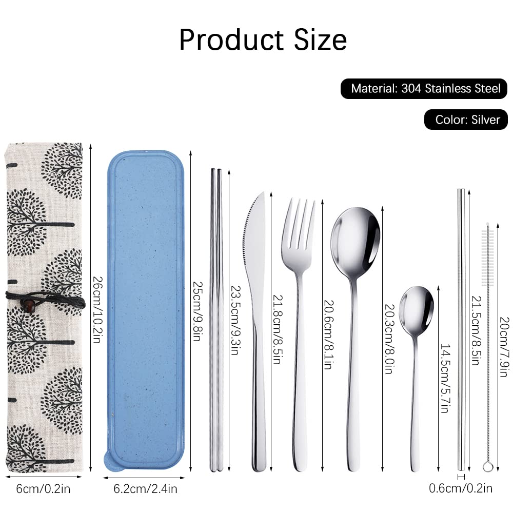 Set di posate da viaggio da 10 pezzi con custodia Set di utensili da