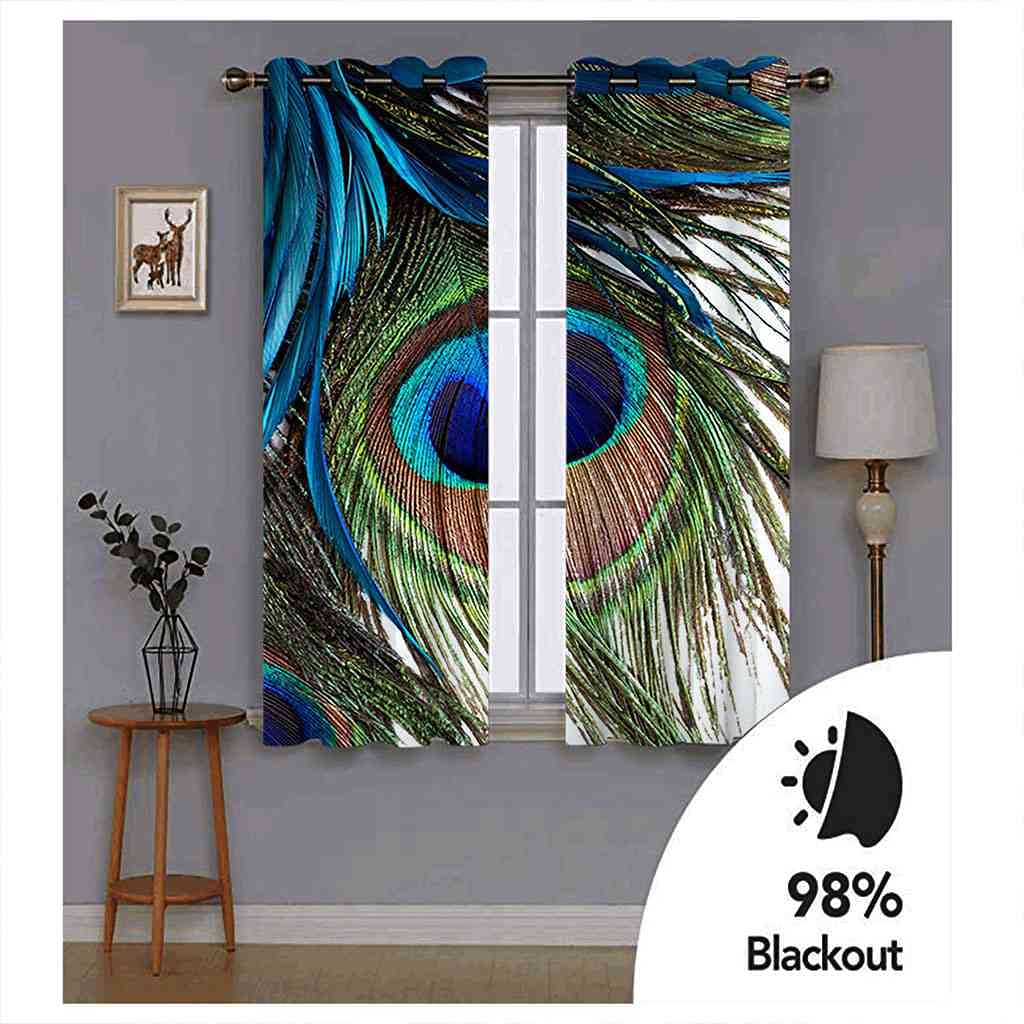 Zasłona zaciemniająca salon przyciemnianie izolowane termicznie kolorowe pawie pióra redukcja szumów zasłony 170 x 200 cm dla chłopców dziewcząt pokój dzieci sypialnia okno elegancka dekoracja pokoju 2 panele