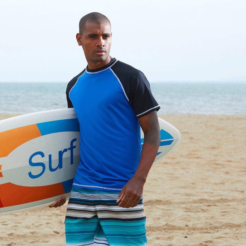 Arcweg Rashguard Mare Surf Uomo Maniche Corte Protezione Solare UV UPF 50+ Asciugatura Veloce Maglia Anti UV Pescs Stile Sciolto Elastica Maglietta Piscina - 3