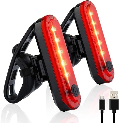 Paquete de 2 luces LED recargables por USB, luz trasera de bicicleta brillante, linterna de seguridad para ciclismo, 4 opciones de modo de luz