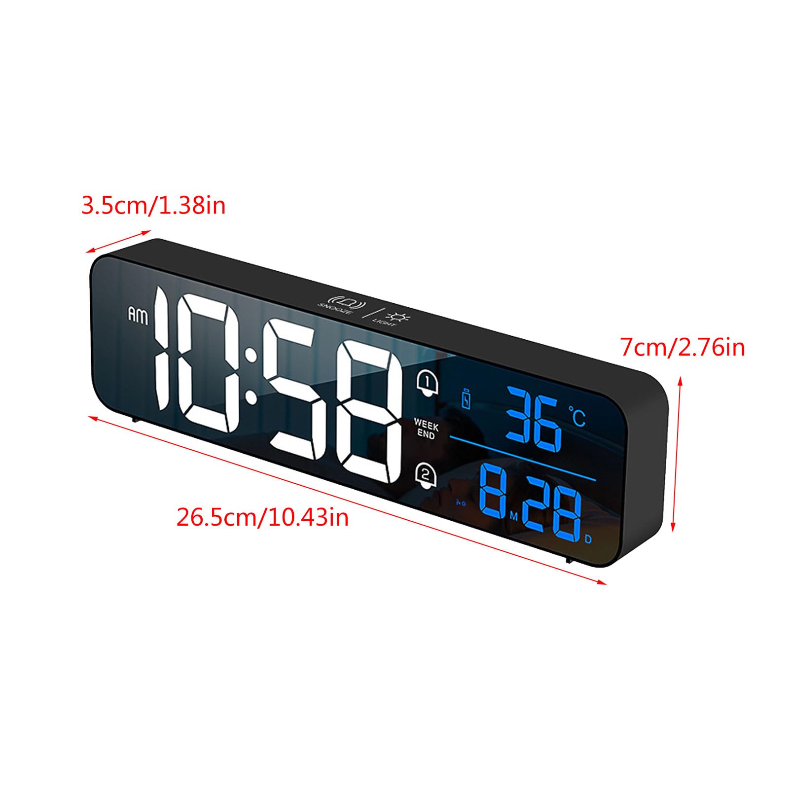 Reloj Despertador Digital LED Reloj de Escritorio, White