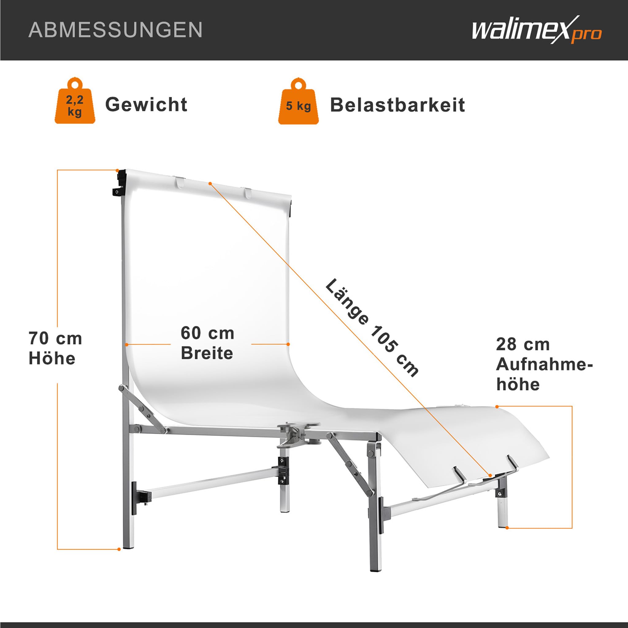 Walimex pro Fototisch Tavola Aufnahmehöhe 28 cm, Aufnametisch für Produktfotografie mit Diffusionsoberfläche, bis 5 kg Traglast, Fotostudio Hintergrund für professionelle Bilder