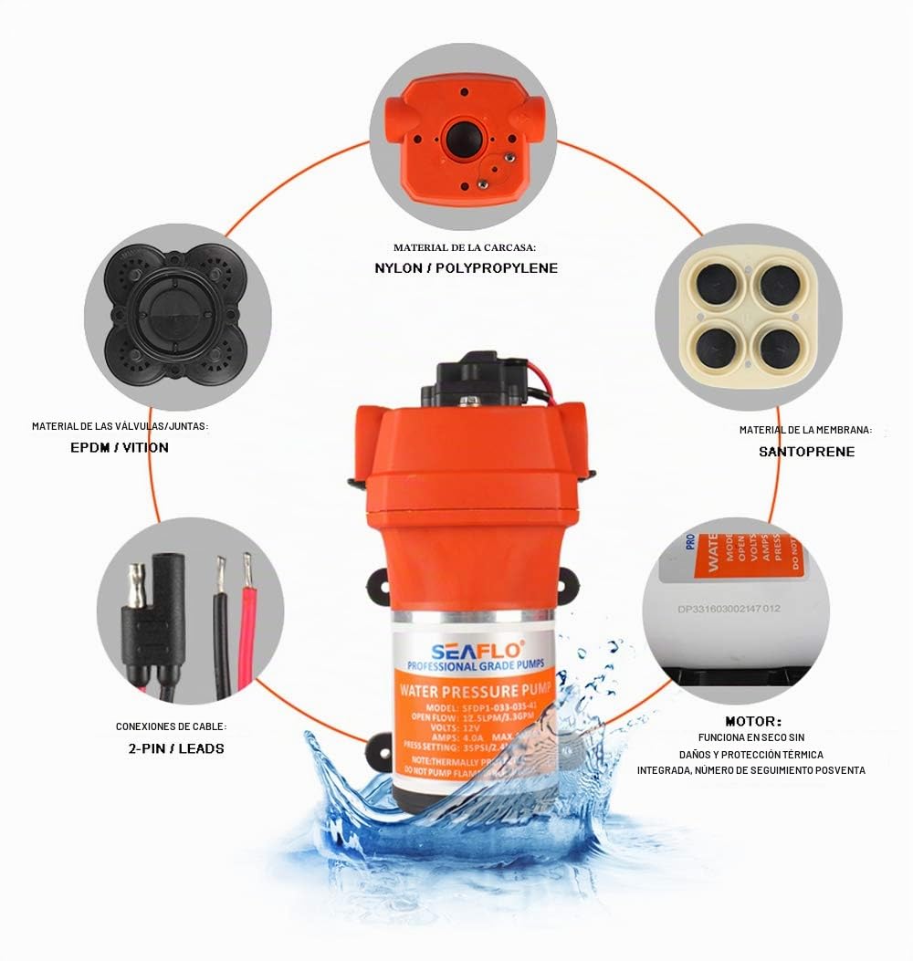 SEAFLO 41 Series DC Sistema de agua Bomba 12V 12.5 LPM 35 PSI
