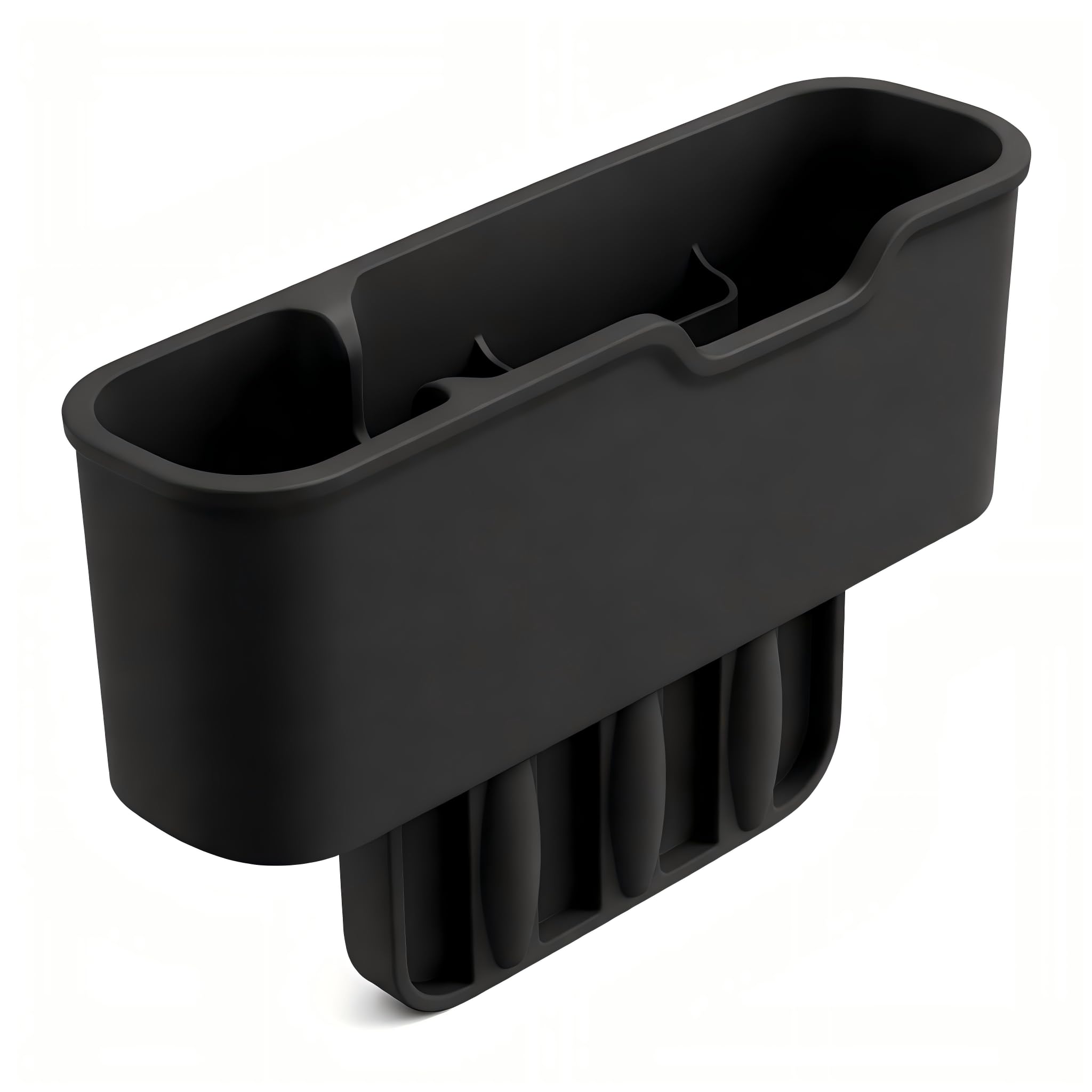 Organizer per fessura del sedile auto in silicone, riempitivo per sedile auto per sedile e console centrale, vano portaoggetti per cellulare, carte, chiavi e piccoli oggetti (Nero, lato