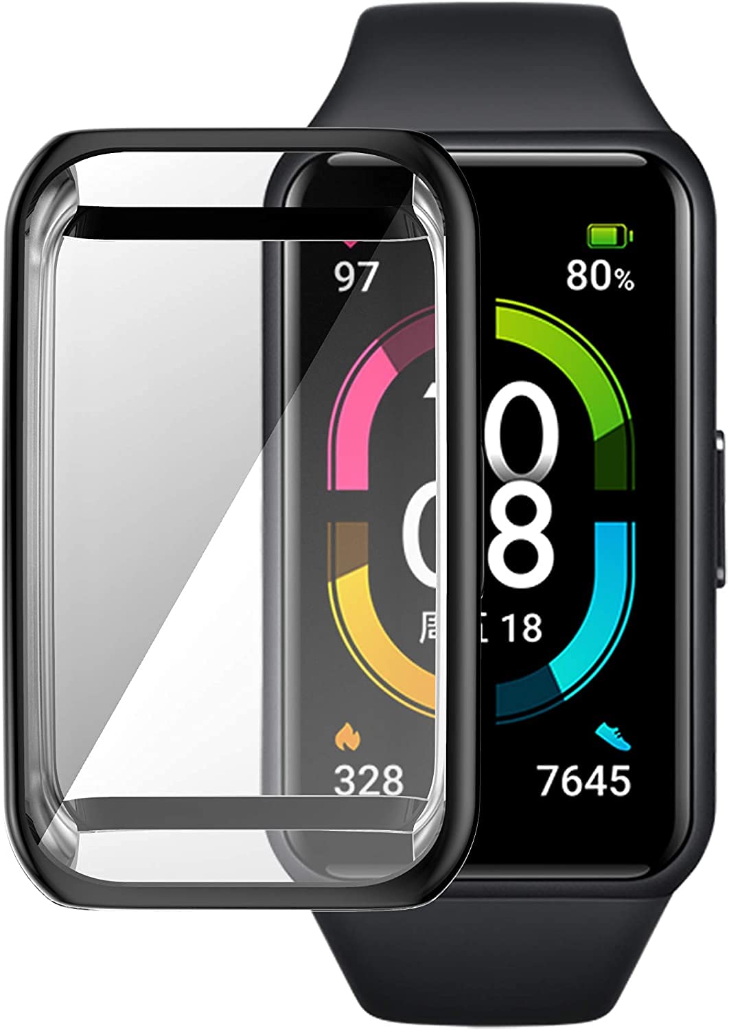 M.G.R.J® Soft & Flexible Silicone TPU Full Protection Case Cover for Huawei Band 7 / Honor Band 6 / Huawei Band 6 (Black)-picture-32