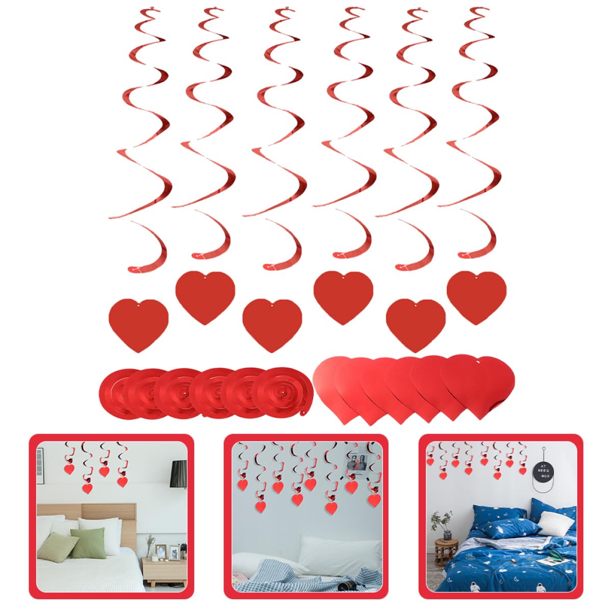 Abaodam 48stücke Teiliges Valentinstag Herz- Hängende Girlanden Für Romantische Feiern Langlebige Und Charmante Dekorationen Aus Hochwertigem Material Für Hochzeiten Und Partys