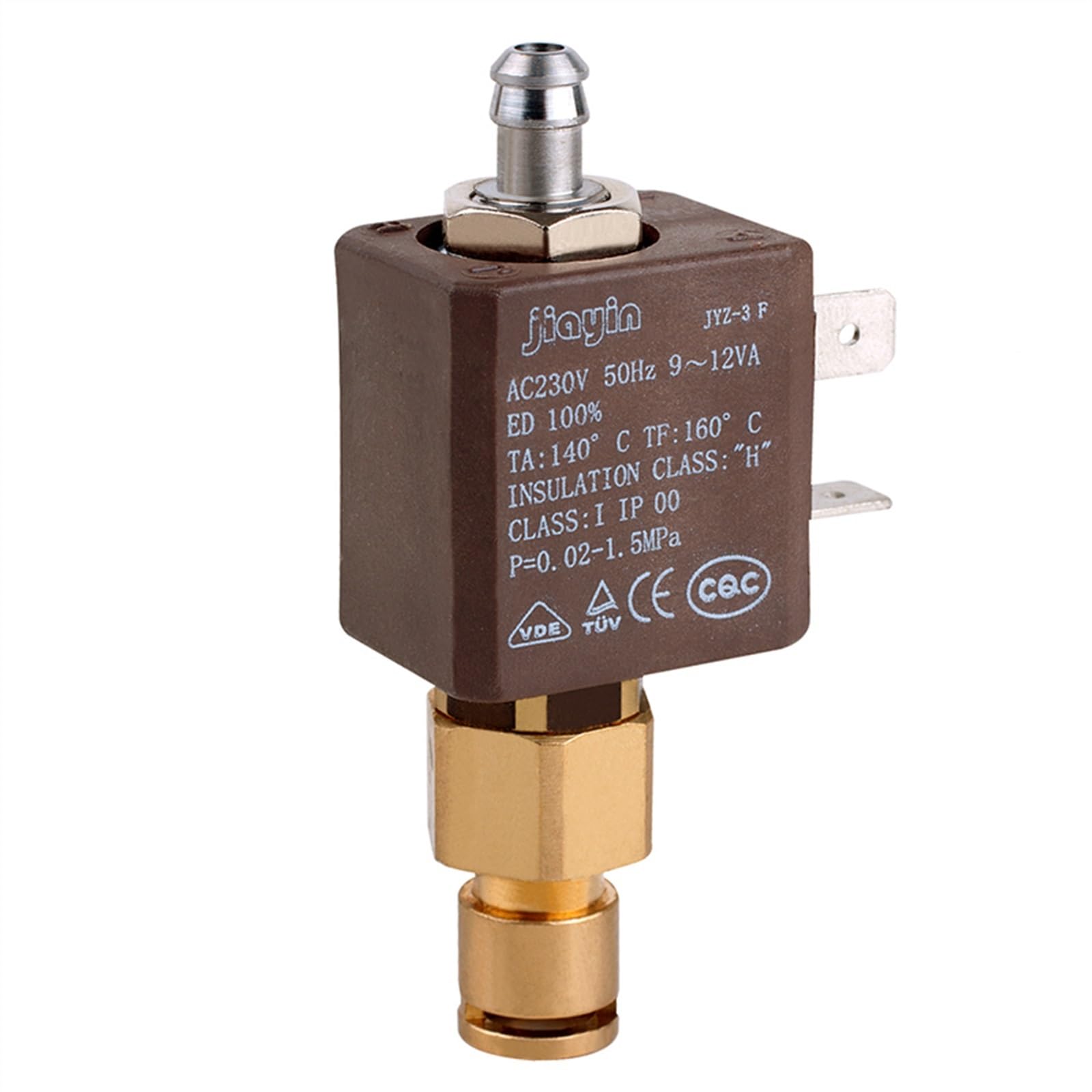 Tbbqswpvk One Color Jyz-3F27 Normally Open 2/2 Way Cannula Ac 230V Brass Iron Coffee Makers Steam Water 2 Position 2 Way Solenoid Valve