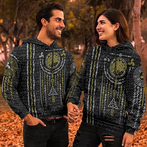 Viking Tattoo 3D Digital Print Hoodie, Viking Costume for Men/Women3
