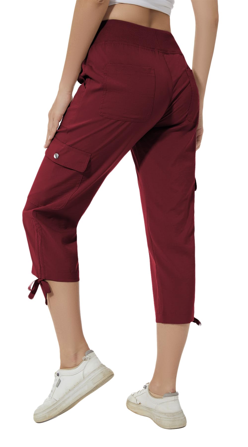 Huayuzh Damen Cargo Caprihose Wanderhose 3/4 Hose Sommer Cargohose Leichte Atmungsaktiv Athletisch Reisen Lässig Outdoorhose