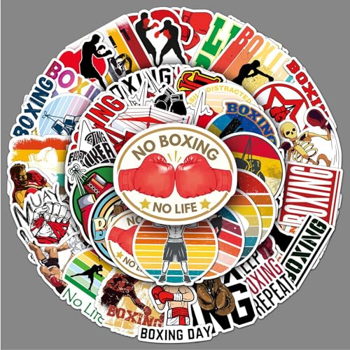 kaensc Lot de 50 feuilles de boxe, sport, autocollants imperméables pour enfants, adolescents,...