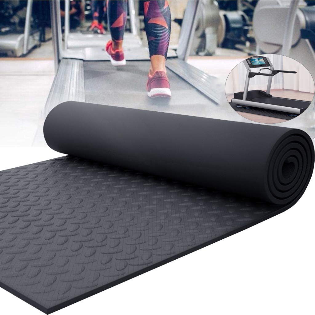 Mata ochronna na bieżnię, maty na sprzęt fitness, wielofunkcyjna mata ochronna, podłoga, bieżnie antypoślizgowe, mata sportowa, czarna, 200 x 100 cm