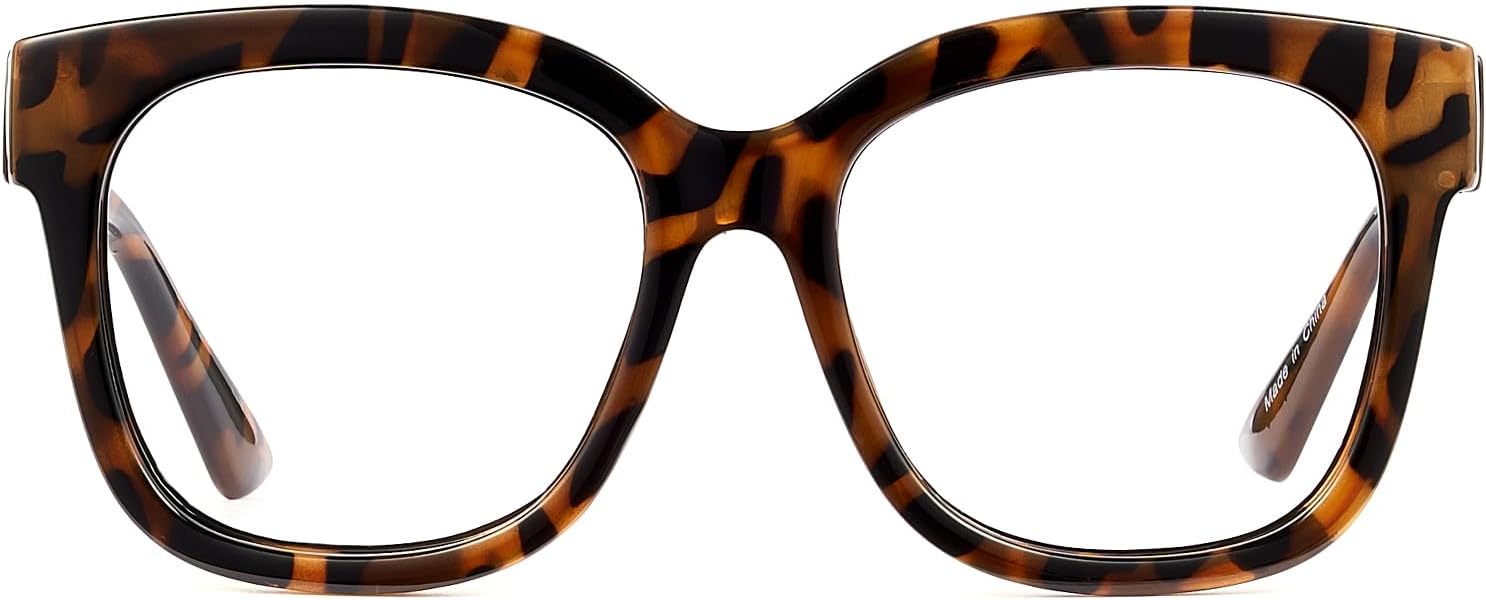 JIM HALO Oversized Blue Light Glasses for Women Square Chunky Bluelight Computer Glasses Reduce Eye Strain