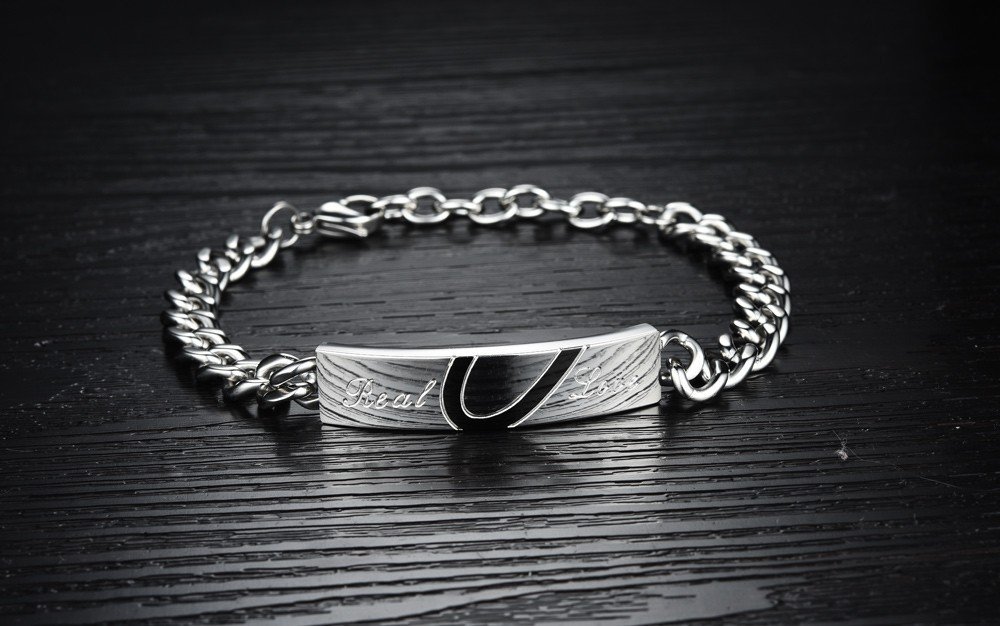Kim Johanson Edelstahl Pärchen Schmuckset Armbänder & Ketten "Love Kingdom" für verliebte Roségold & Schwarz mit Cubic Zirkonia inkl. Schmuckbeutel