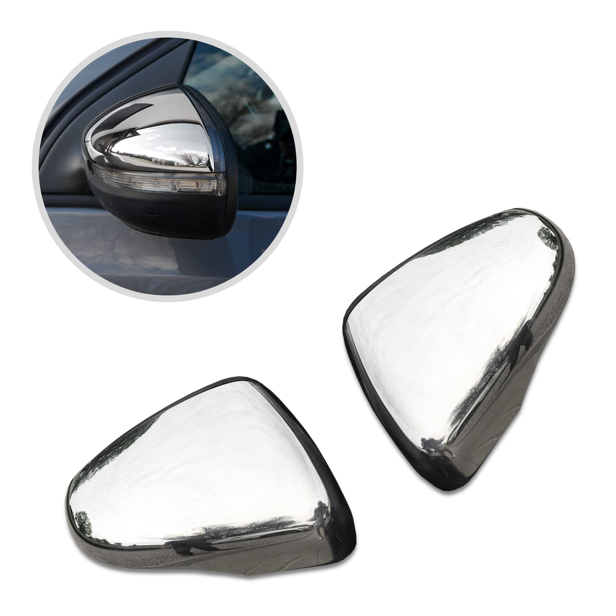 CHROMEMASTER | Nakładki na Lusterka Zewnętrzne | Kompatybilne z VW Golf Mk6 Hatchback, 3 Drzwi 2009-2013 | Stal nierdzewna; Osłony Lusterek to Niepowtarzalny Wygląd Auta i Ochrona Przed Uszkodzeniem