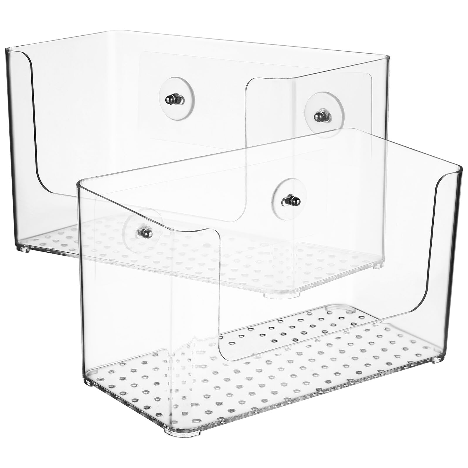 Gatuida 2 pezzi Scatola Portaoggetti da Parete Adesiva Trasparente Organizer Doccia Multifunzione per Bagno e Cucina con Design Sicuro e Facile da Pulire