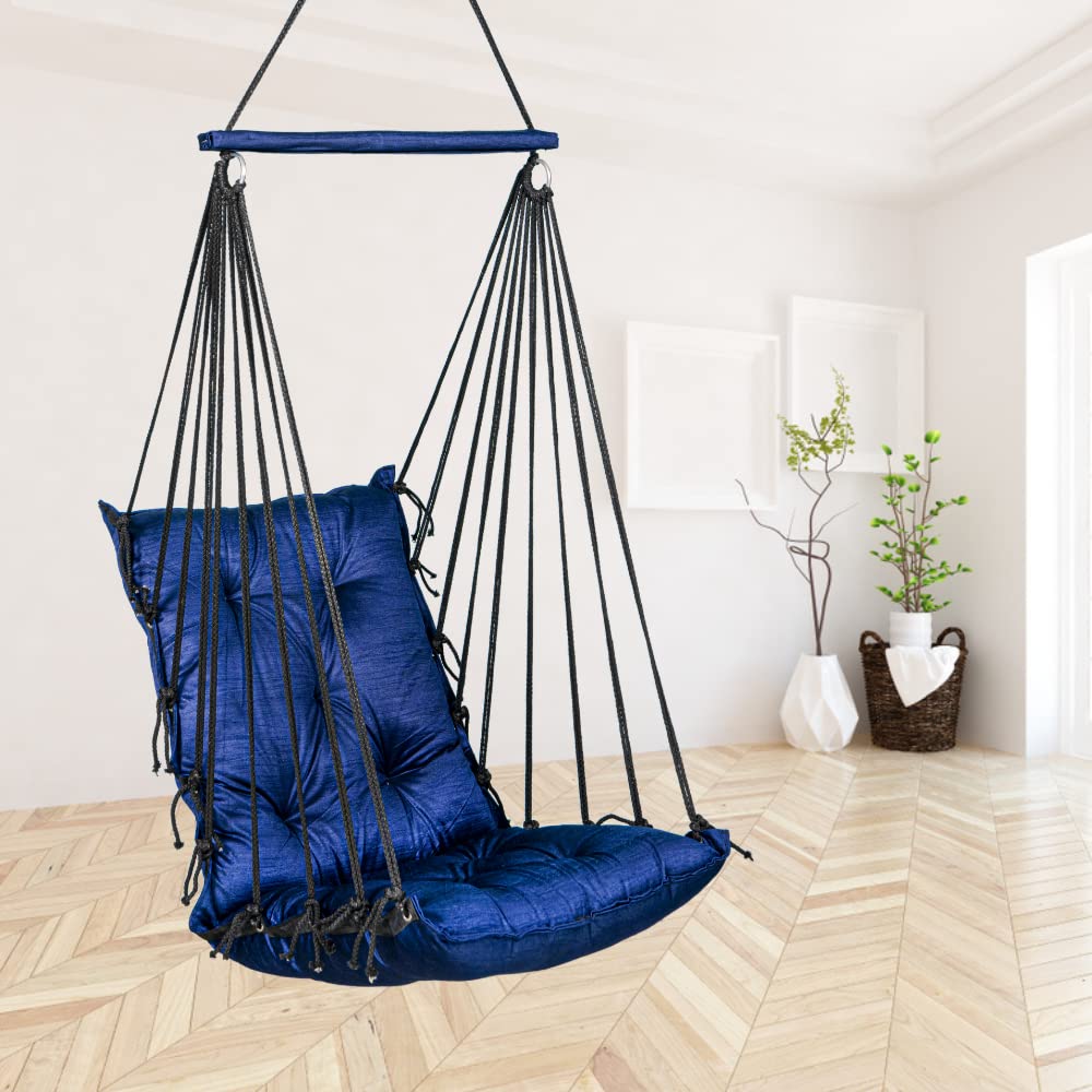 Patiofy Swing Chair For Balcony - Wooden Hanging Jhula For Adults, 100Kgs Capacity (Dark-Blue)-image-32