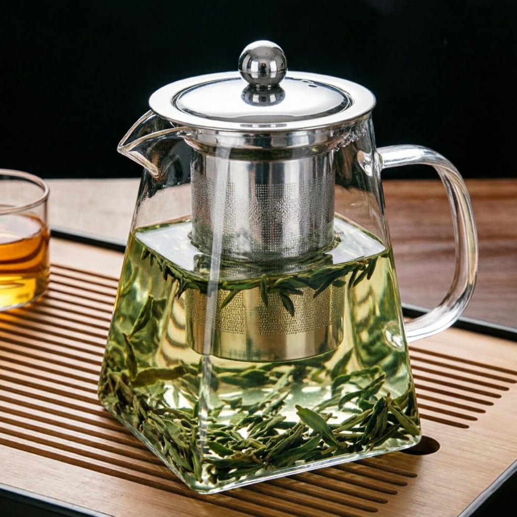 Théière pour thé en vrac avec infuseur en verre borosilicate de haute qualité