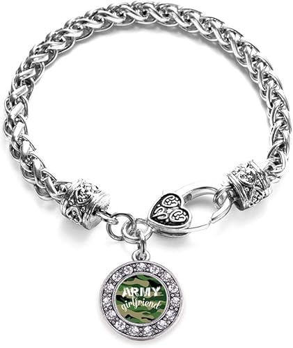 Inspired Silver - Pulsera con dije de círculo de plata con joyas de circonita cúbica