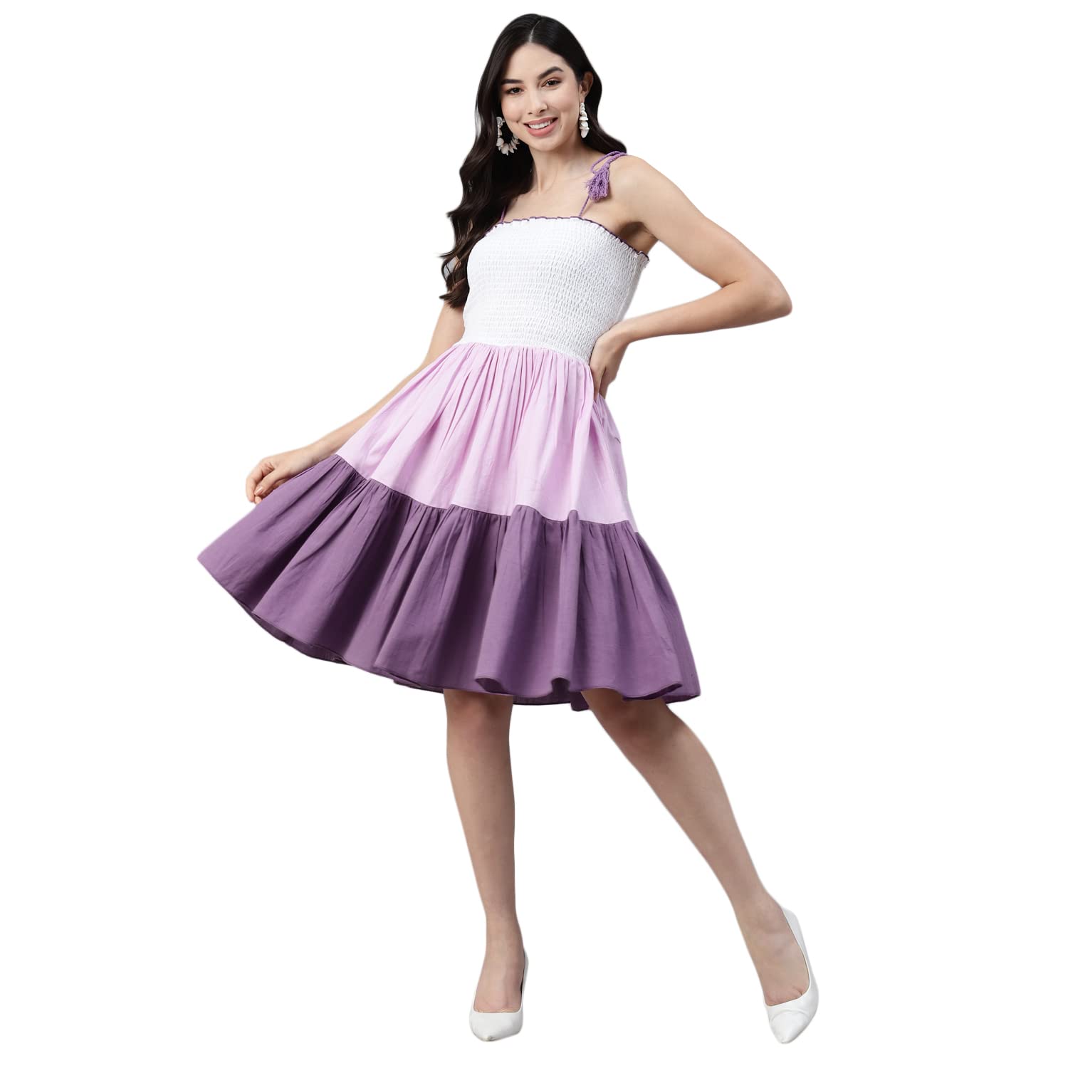 Women's Solid Cotton A-Line Midi Dress for Woman Festive Fancy|Casual Trending Stylish Long One Piece Dresses Women Western Sleeveless (Multicolor)-image-13