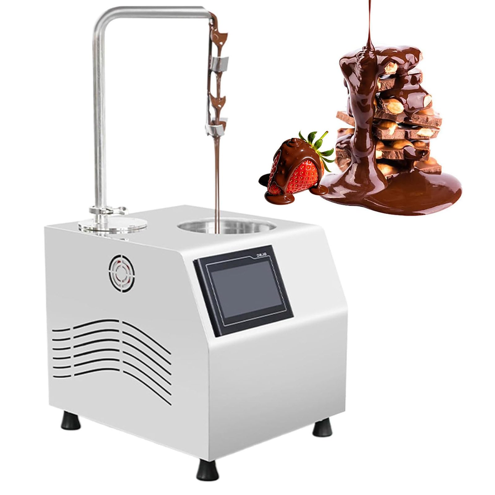 SOTIKARERY Chocolate Tempering Machine 5.5L,Commercial Chocolate Fountain & Coating Machine with Dual-Zone Heating, Easy Clean, 201 Stainless Steel Pot, for Bakery, Dessert Shop, Party Use