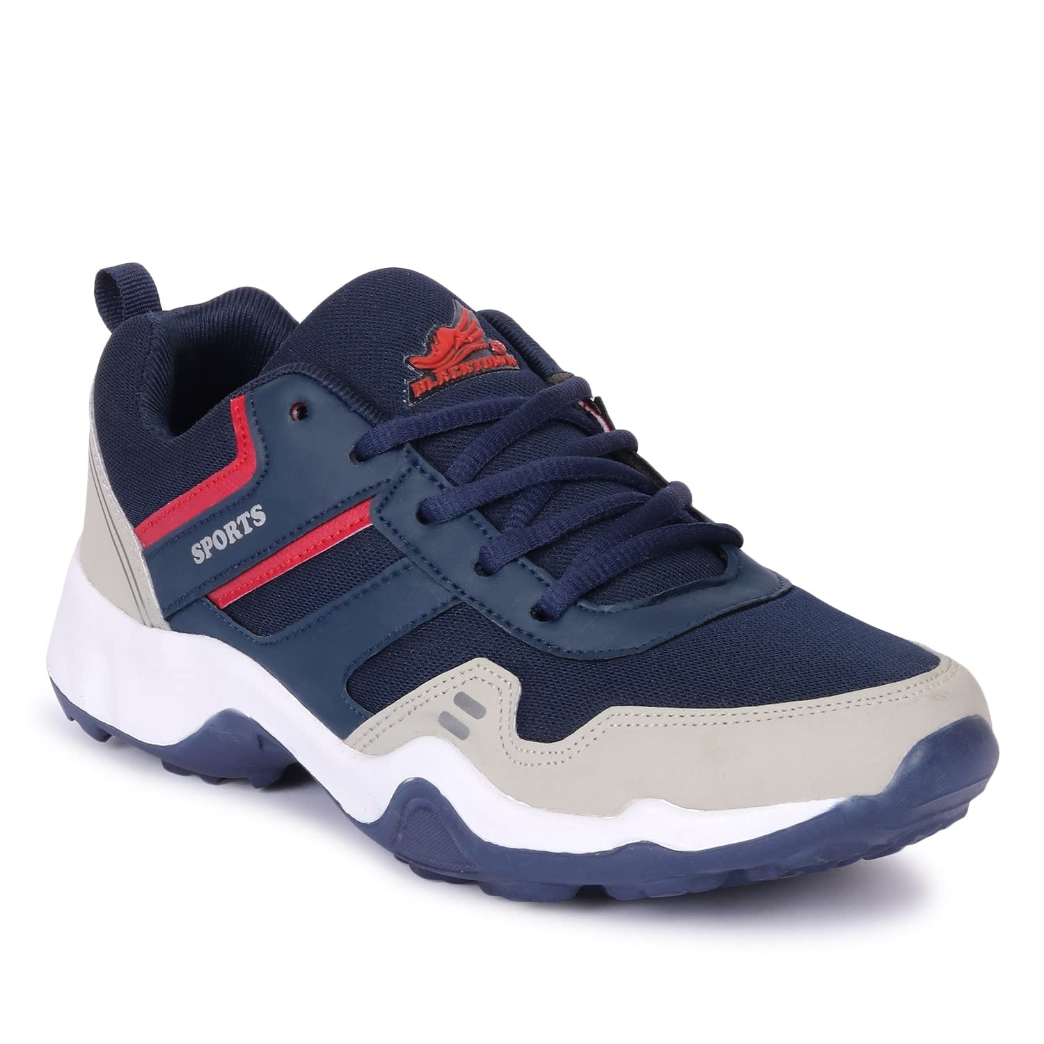 BLACKTOWN Mens Navy Red Mesh Lace-Ups Walking/Outdoor Sneakers Casual Shoes/Sport Shoes for Men/Running Shoes (B0B3MPG1WJ) Amazon Price History, Amazon Price Tracker
