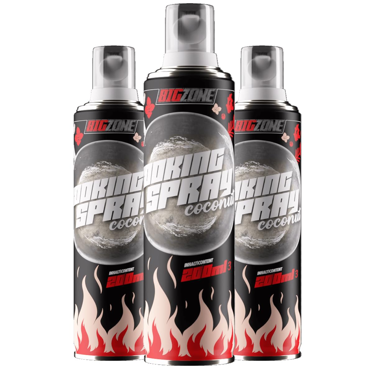 Big Zone Cooking Spray Kochspray Koch Spray zum Kochen & Einfetten Coconut / Kokosnuss 3er Pack Set
