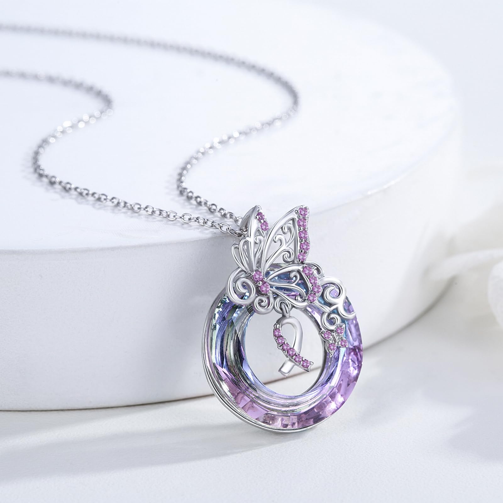 Tier Halskette 925 Sterling Silber Anhänger für Frauen mit Katze, Schmetterling, Schlange, Vogel, Axolotl, Wal und süße Tier Motiv Kristall Geschenkidee