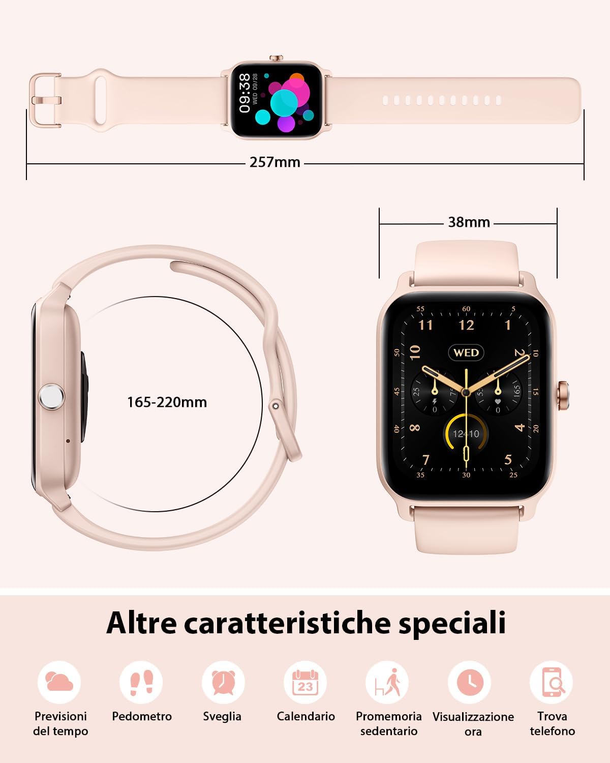 Smartwatch Donna, 1.8 Orologio Smartwatch Chiamate e Risposta, Alexa Integrato Fitness Tracker con Contapassi Cardiofrequenzimetro SpO2 Sonno,110 Modalità Sport, Impermeabile IP68 per Android iOS Smartwatch Donna, 1.8 Orologio Smartwatch Chiamate e Risposta, Alexa Integrato Fitness Tracker con Contapassi Cardiofrequenzimetro SpO2 Sonno,110 Modalità Sport, Impermeabile IP68 per Android iOS